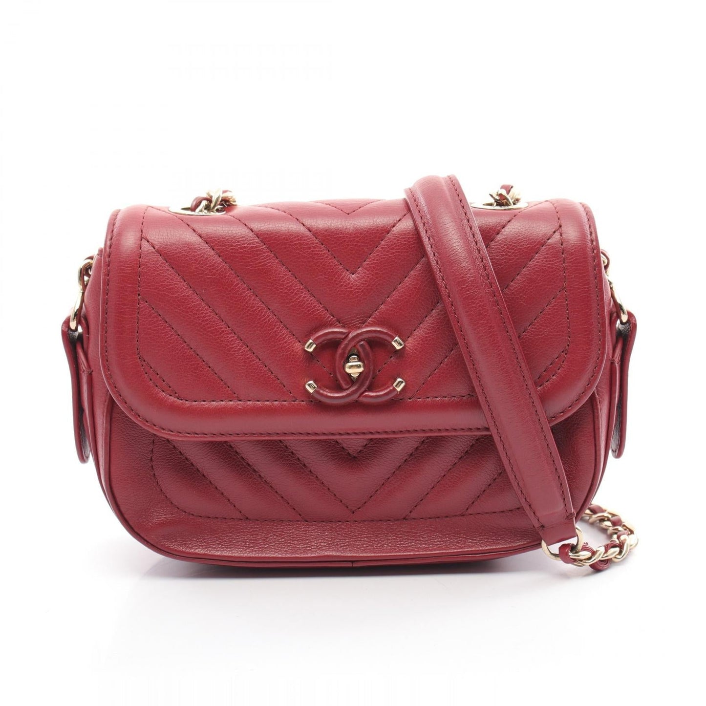 Chanel V-stitch Chevron Leather Shoulder Bag Classic Flap