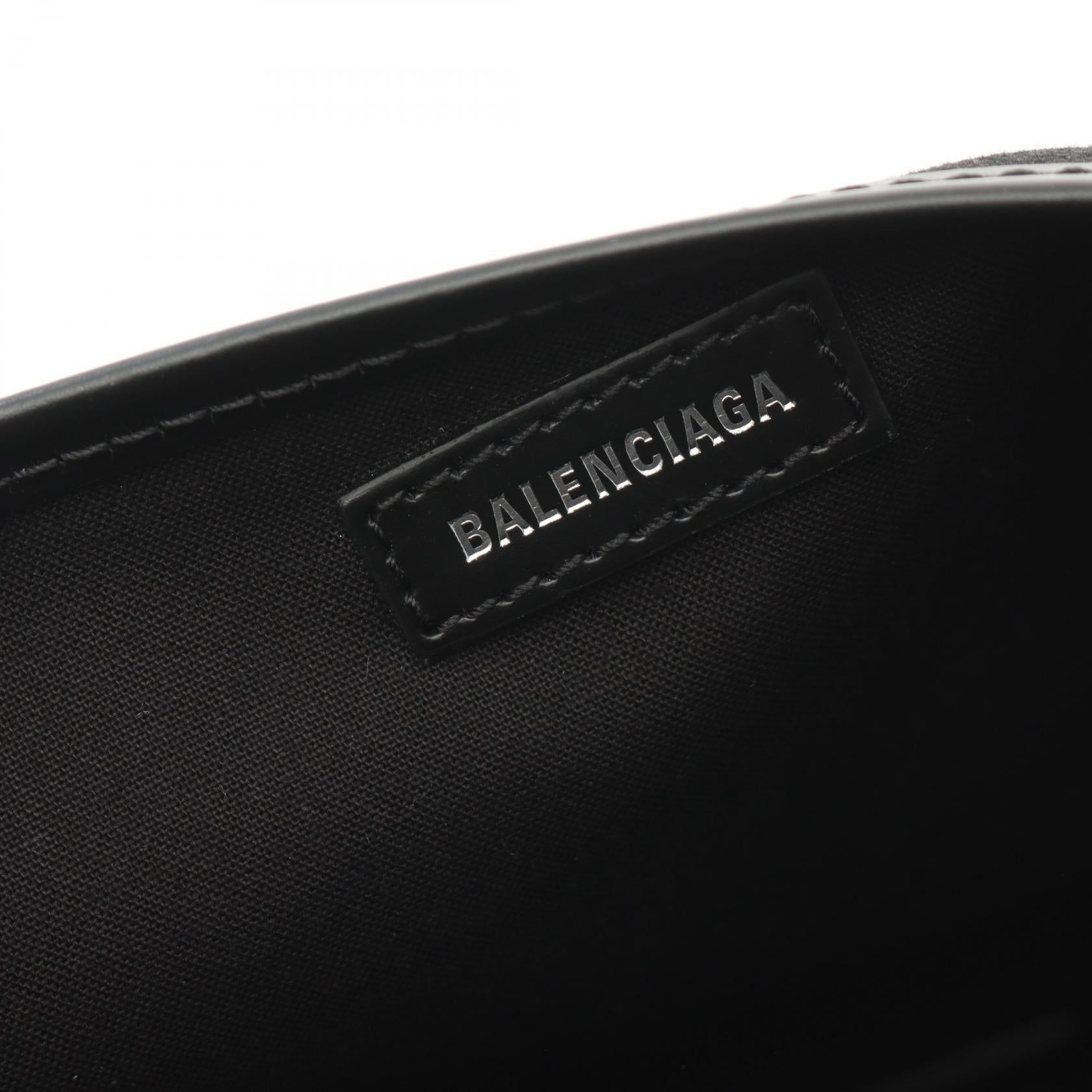 Balenciaga Navy Cabas S Canvas Leather Tote Bag