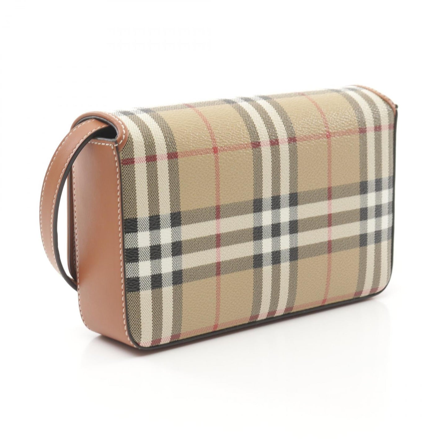 Burberry Check PVC Coated Canvas Leather Shoulder Bag