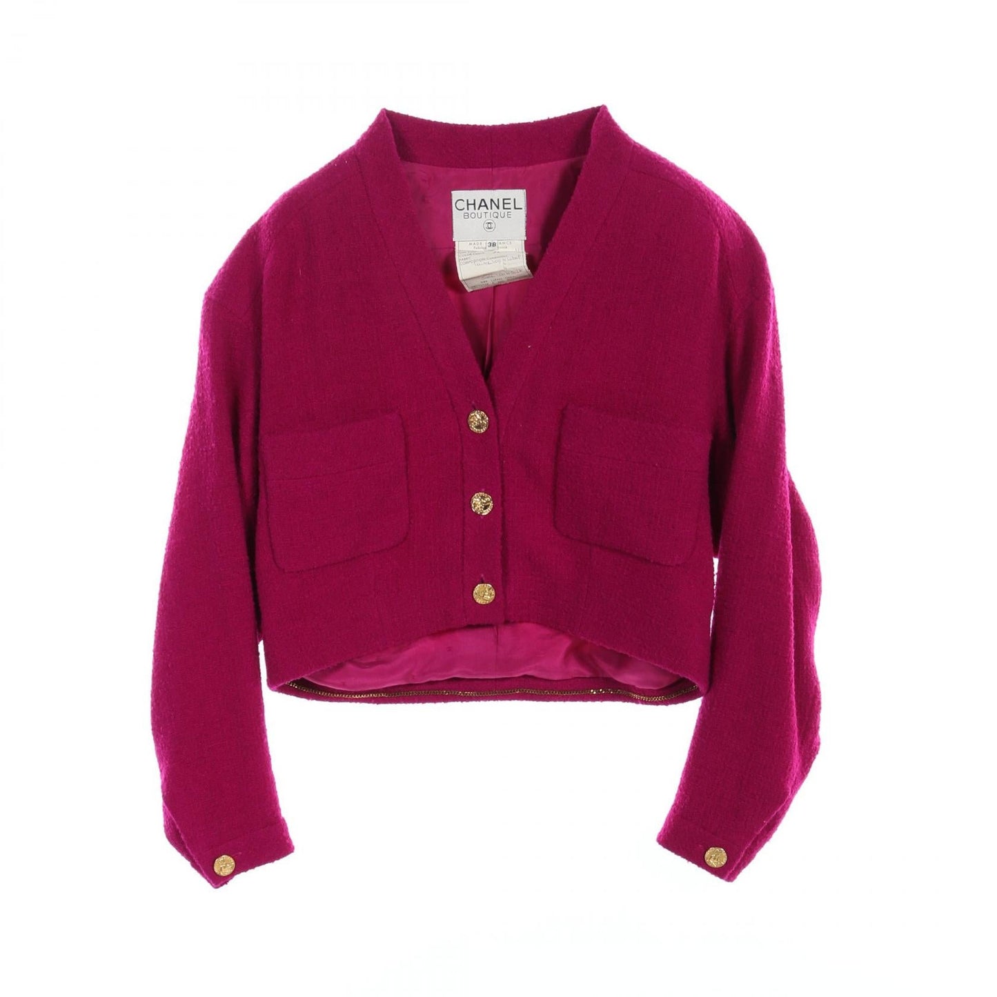Chanel Wool Collarless Jacket Handbag