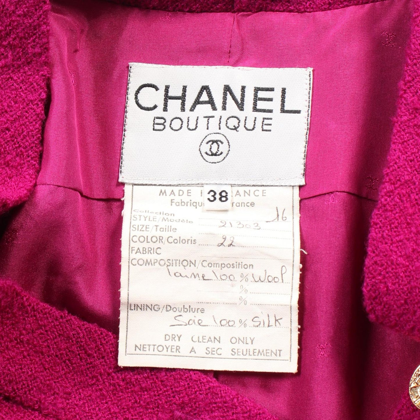 Chanel Wool Collarless Jacket Handbag