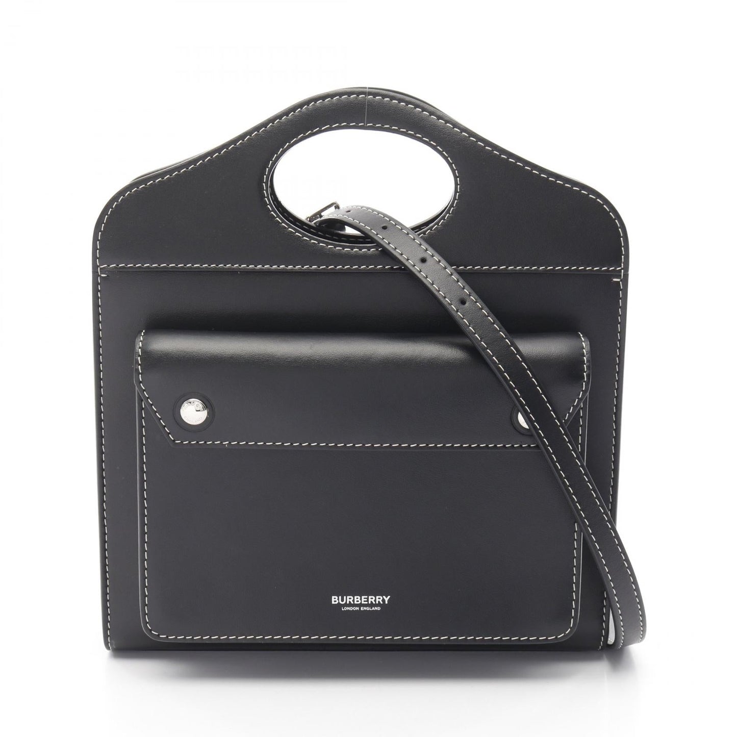 Burberry Mini Topstitch Leather Handbag