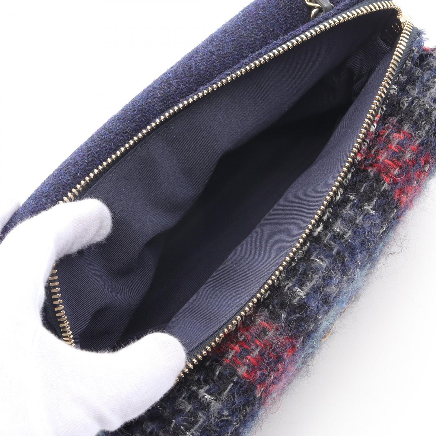 Chanel W Flap Leather Fabric Shoulder Bag