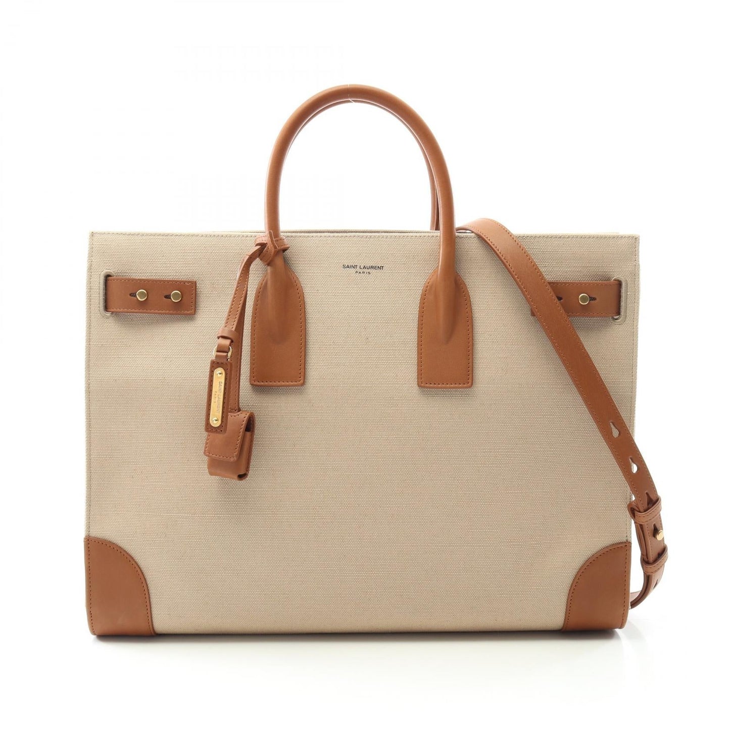 Saint Laurent Sac de Jour Thin Large Canvas Leather Tote Bag