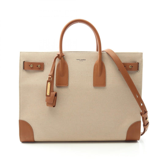 Saint Laurent Sac de Jour Thin Large Canvas Leather Tote Bag