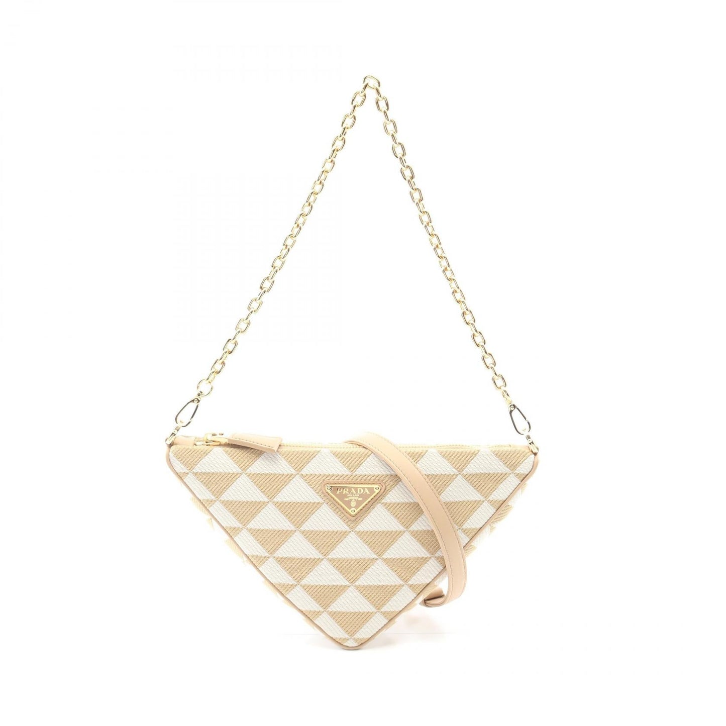 Prada TRIANGOLO JACQU Canvas Leather Shoulder Bag