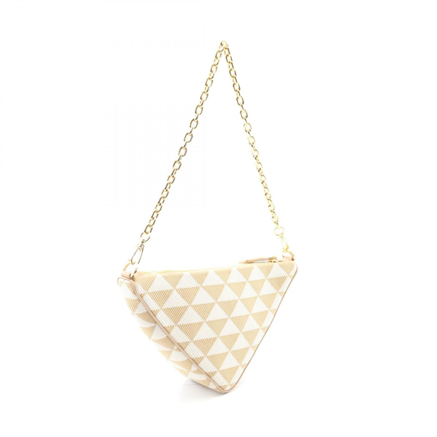 Prada TRIANGOLO JACQU Canvas Leather Shoulder Bag