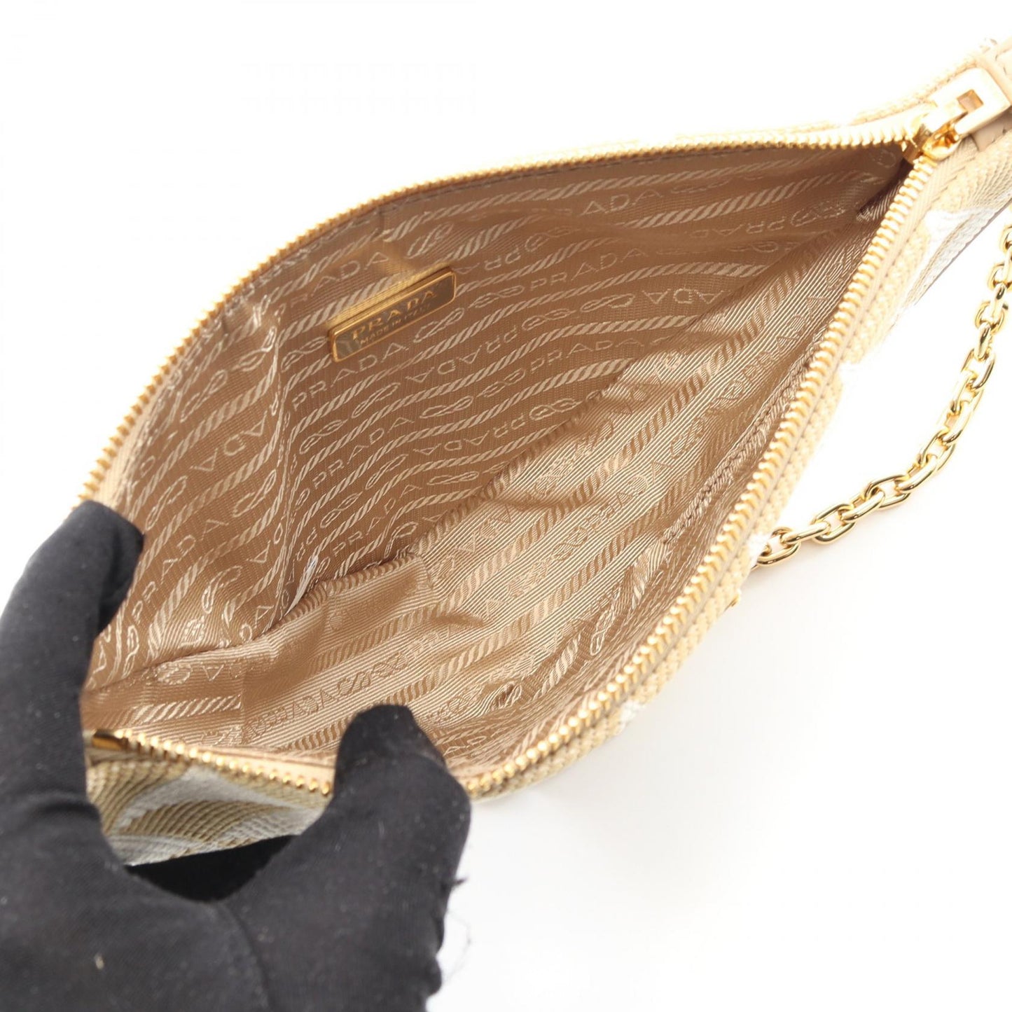 Prada TRIANGOLO JACQU Canvas Leather Shoulder Bag