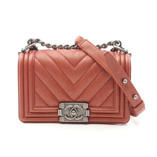 Chanel Boy Chanel Chevron V Stitch Caviar Shoulder Bag