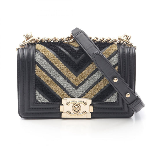 Chanel Boy Chanel Leather Fabric Shoulder Bag