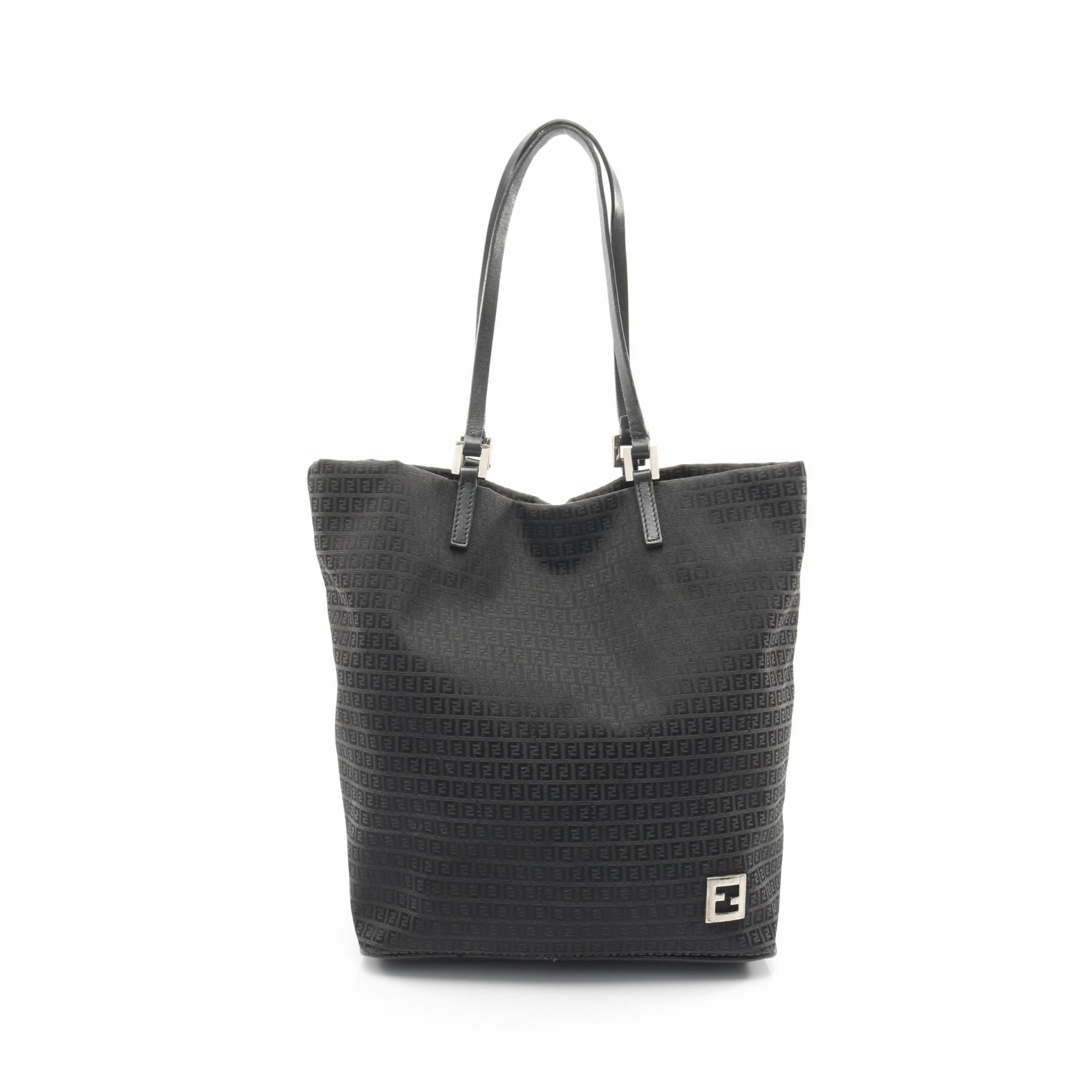 Fendi Zucchino Canvas Leather Tote Bag