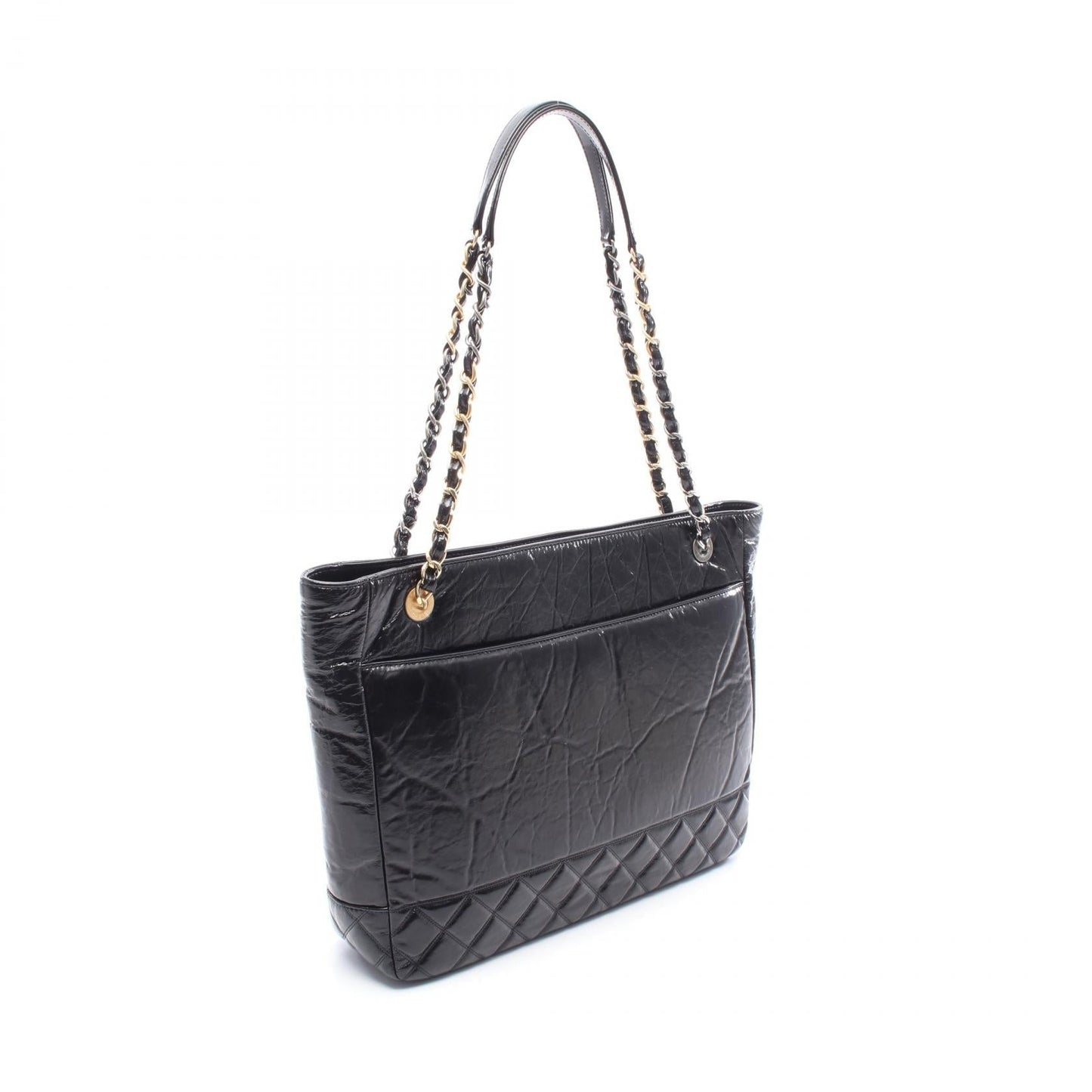 Chanel MatelassÃ© Patent Leather Shiny Aged Calfskin Tote Bag