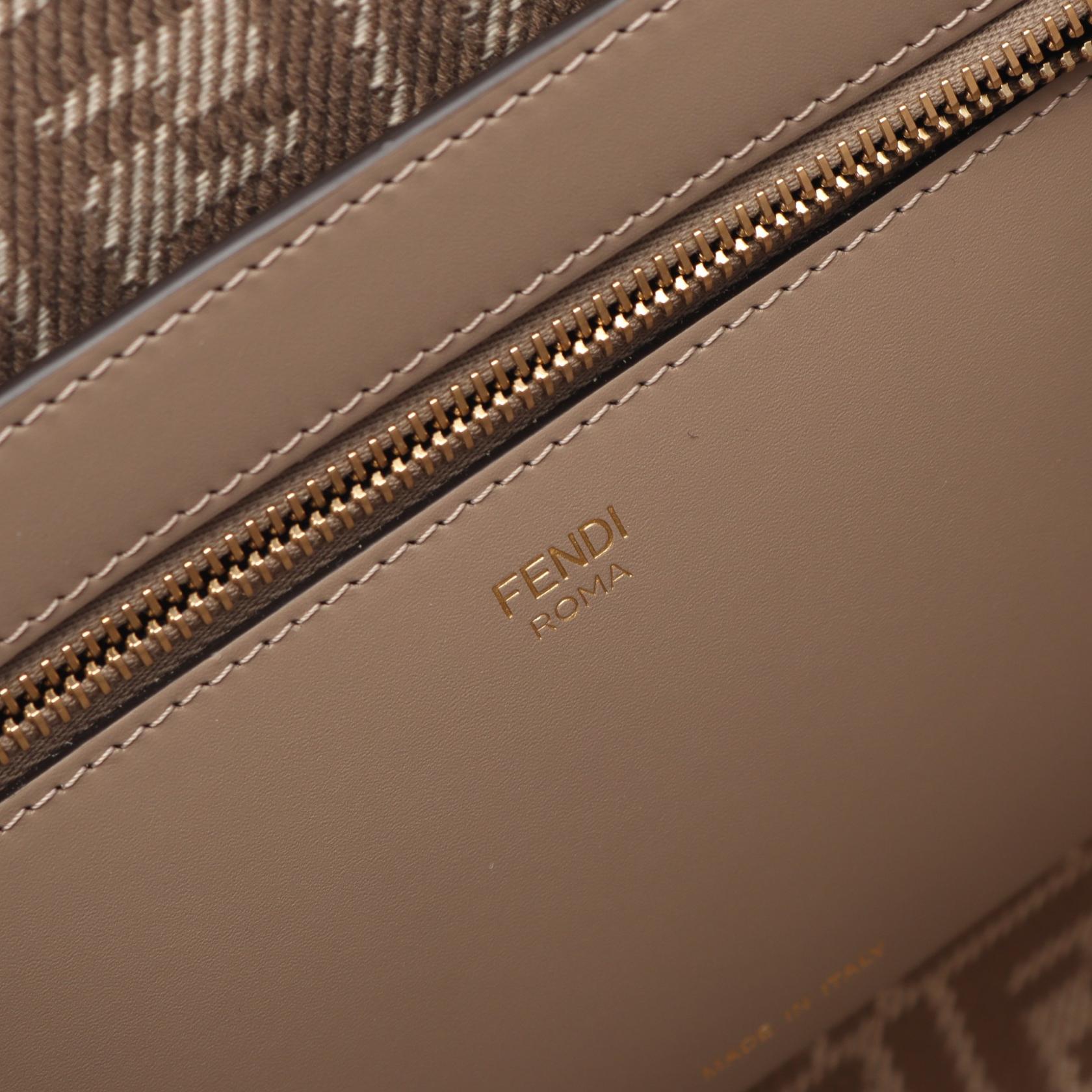 Fendi LARGE ROLL Canvas Leather Tote Bag
