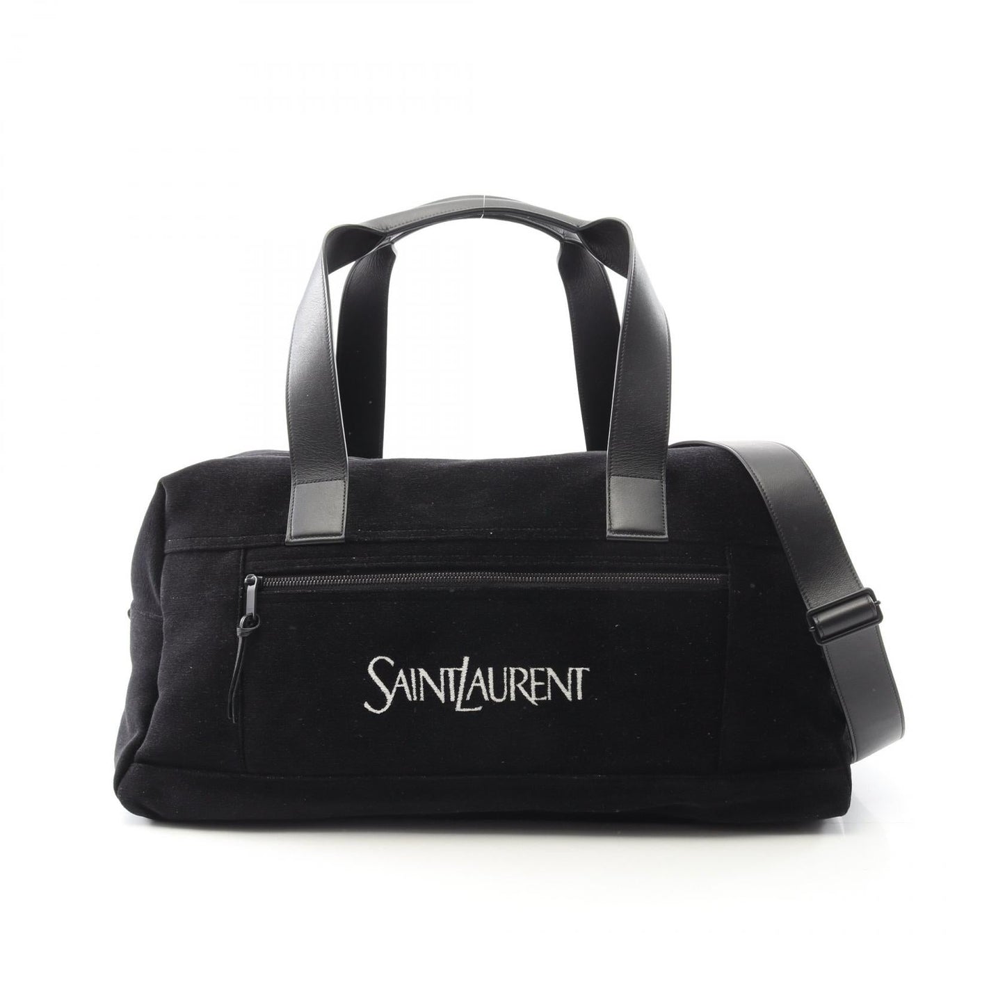 Saint Laurent Paris Nux Leather Fabric Boston Bag