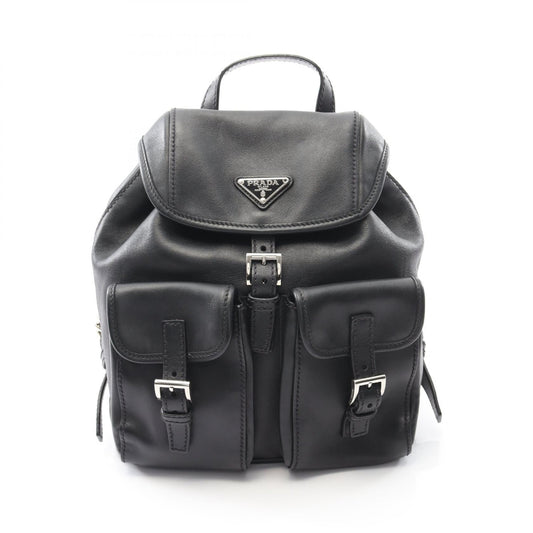 Prada Triangle Logo Leather Backpack