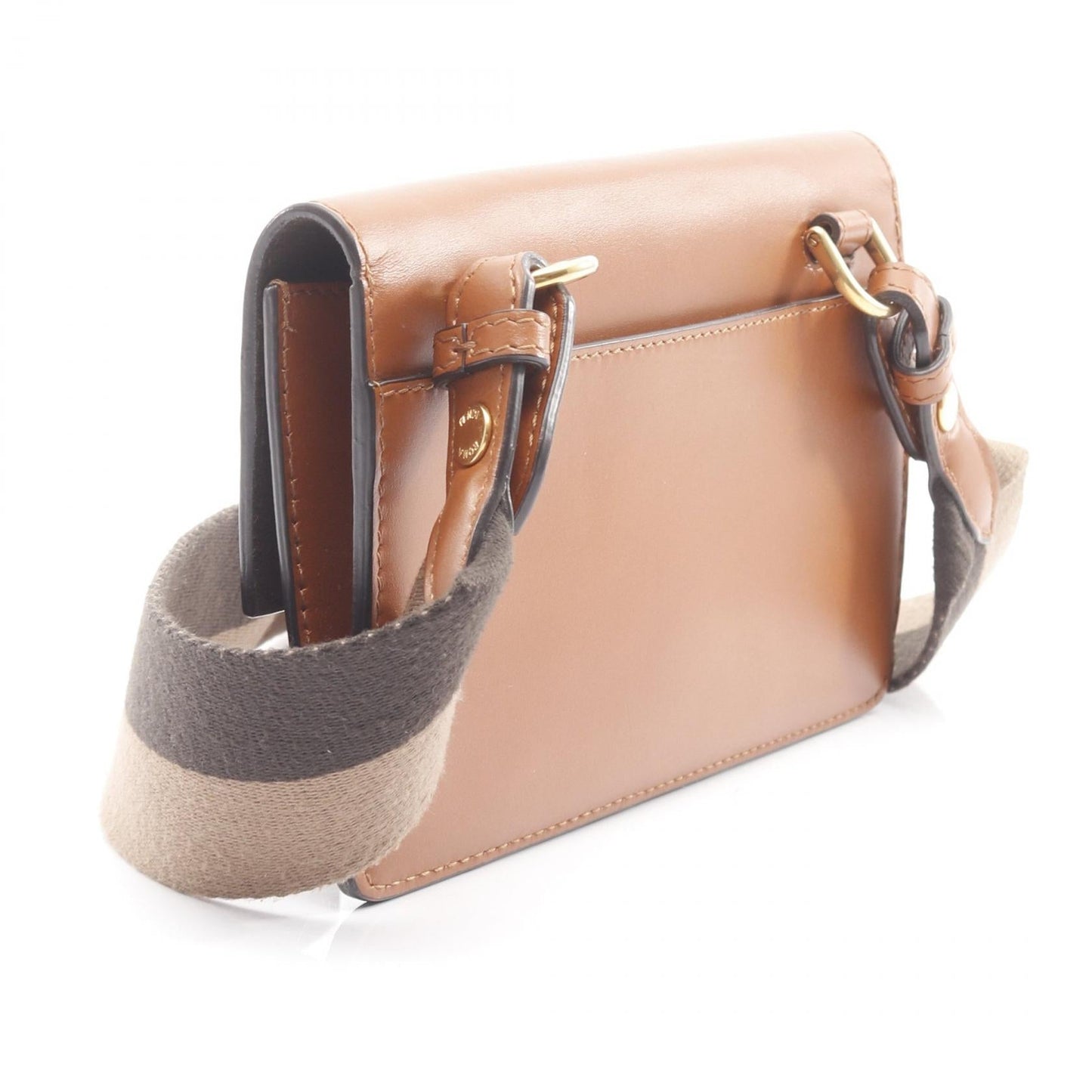Fendi FLAT BAGUETTE Leather Canvas Shoulder Bag