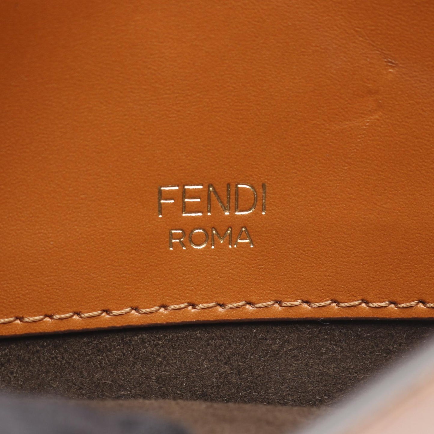 Fendi FLAT BAGUETTE Leather Canvas Shoulder Bag