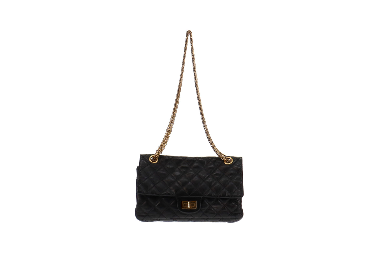 Chanel Black Glazed Calfskin 2 55 Reissue 224 Accordion Flap Bag 2008 09