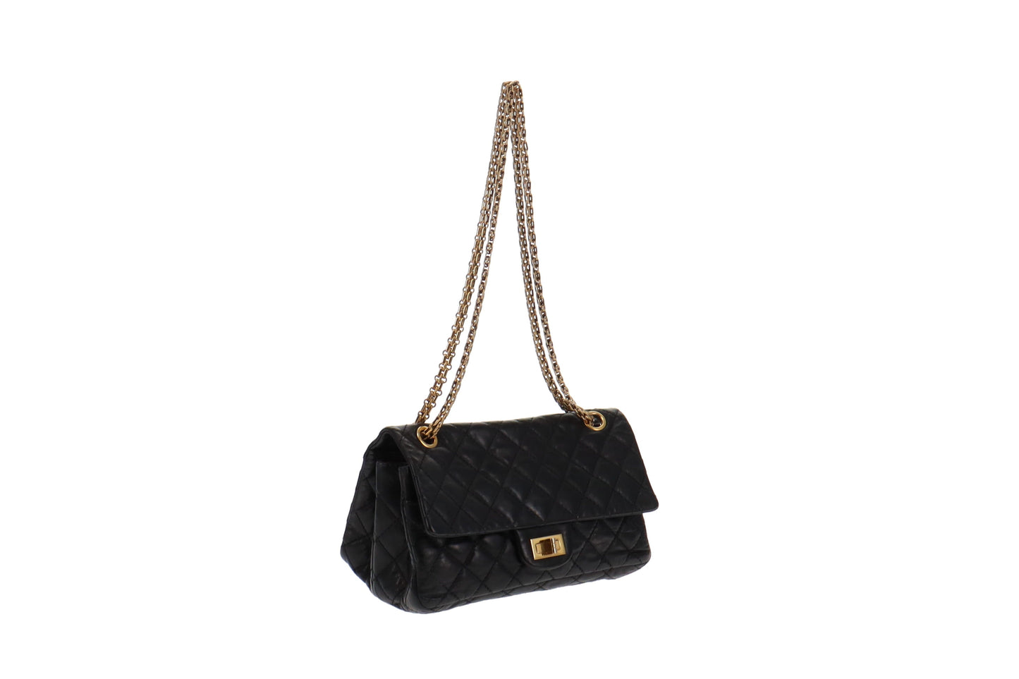 Chanel Black Glazed Calfskin 2 55 Reissue 224 Accordion Flap Bag 2008 09