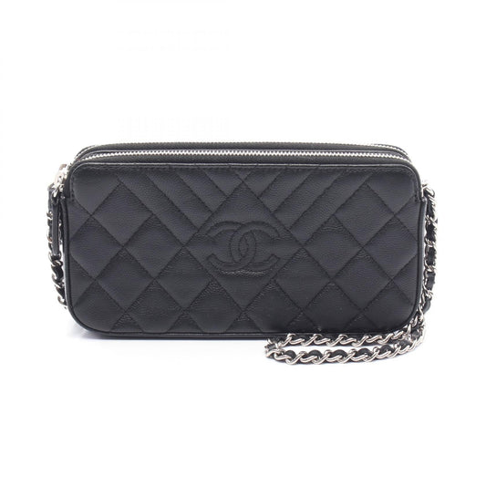Chanel W Zip Grained Calfskin Shoulder Bag