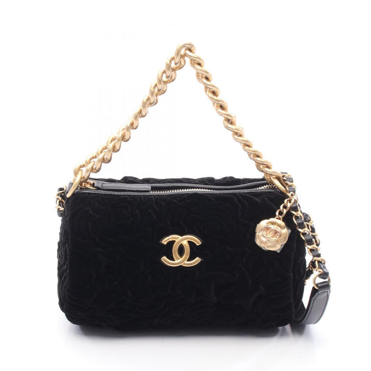 Chanel Camellia Leather Velvet Shoulder Bag