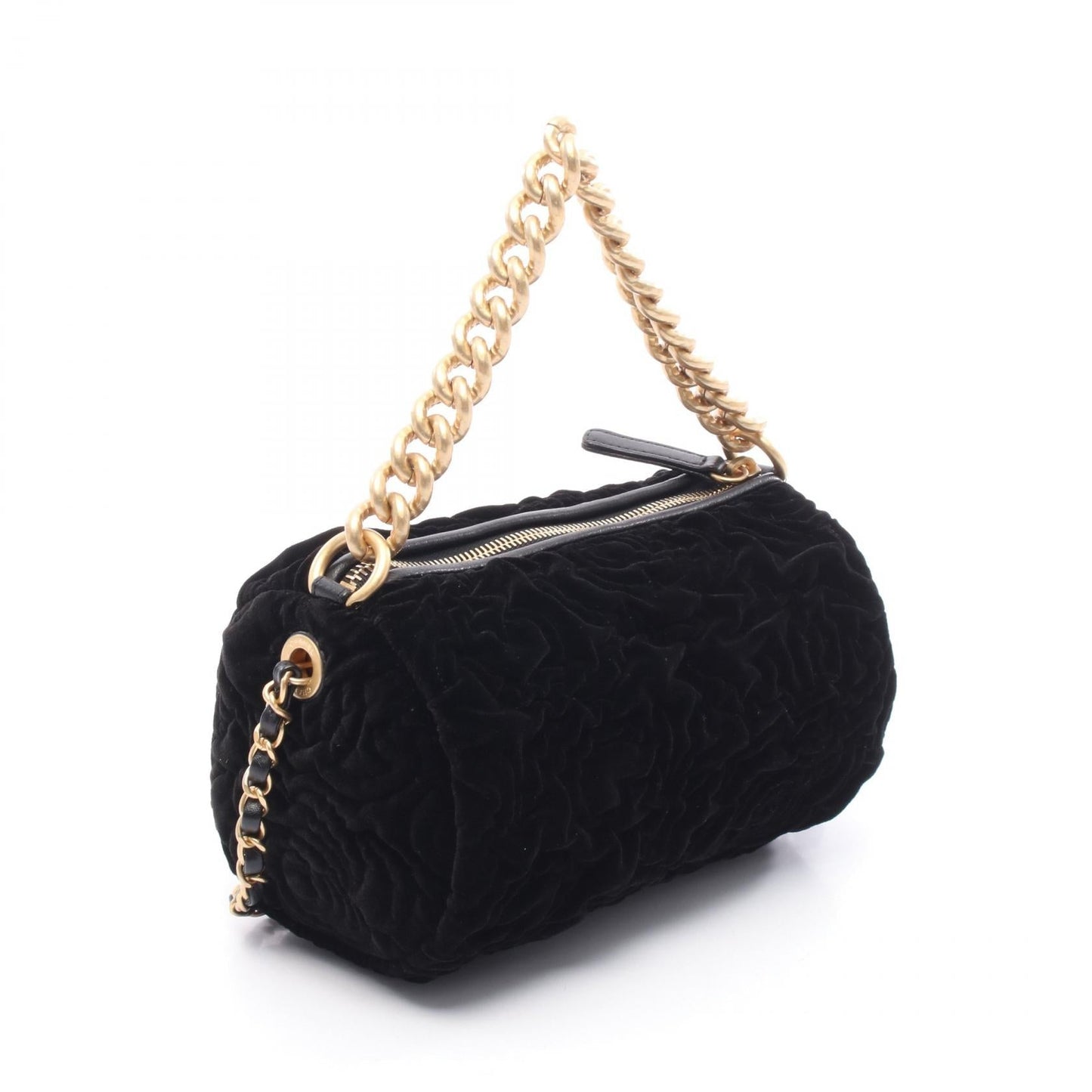Chanel Camellia Leather Velvet Shoulder Bag