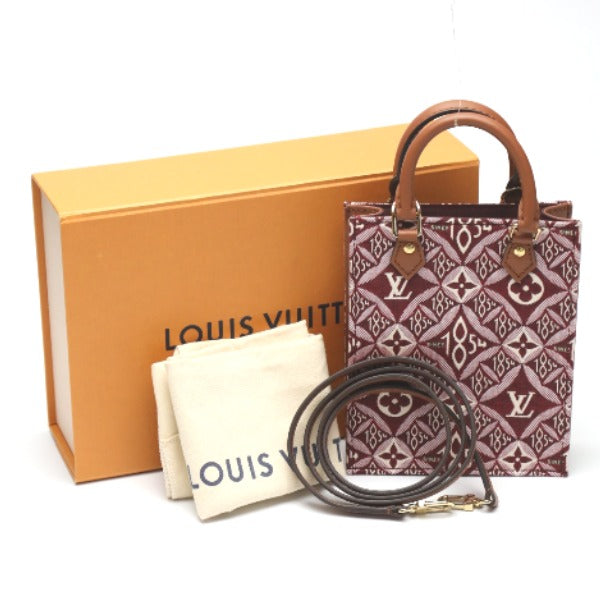 LOUIS VUITTON Shoulder Bag leather Red Petit Sac Plat Jacquard leather Monogram Women