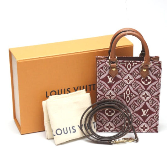 LOUIS VUITTON Shoulder Bag leather Red Petit Sac Plat Jacquard leather Monogram Women