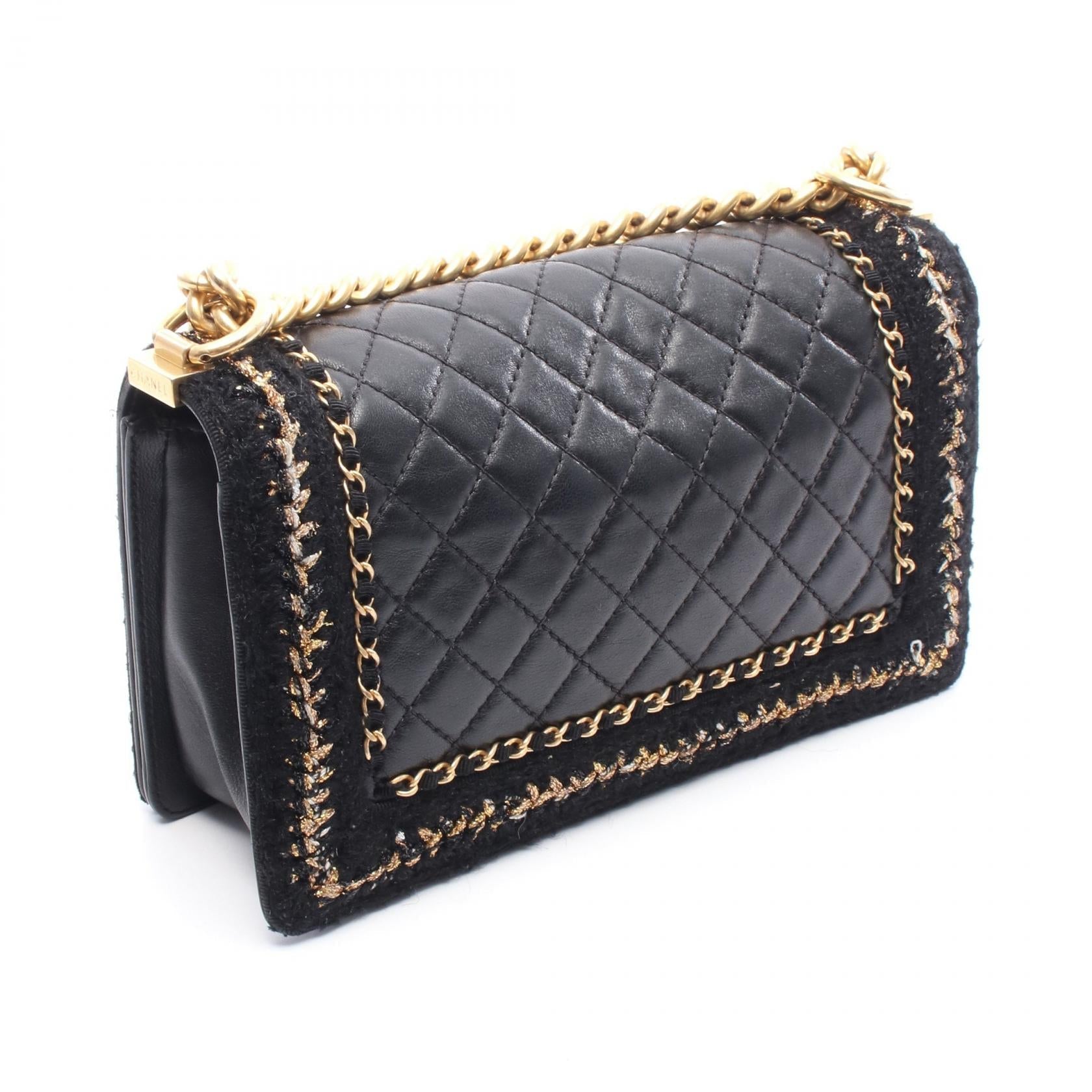 Chanel Boy Chanel Matelasse Lambskin Fabric Shoulder Bag