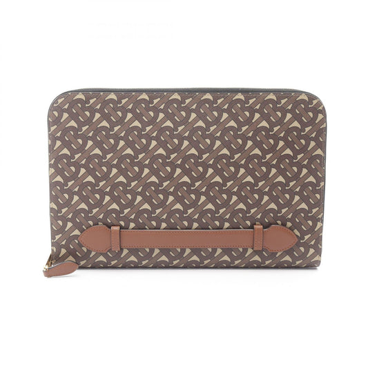 Burberry TB Monogram PVC Coated Canvas Leather Clutch Bag