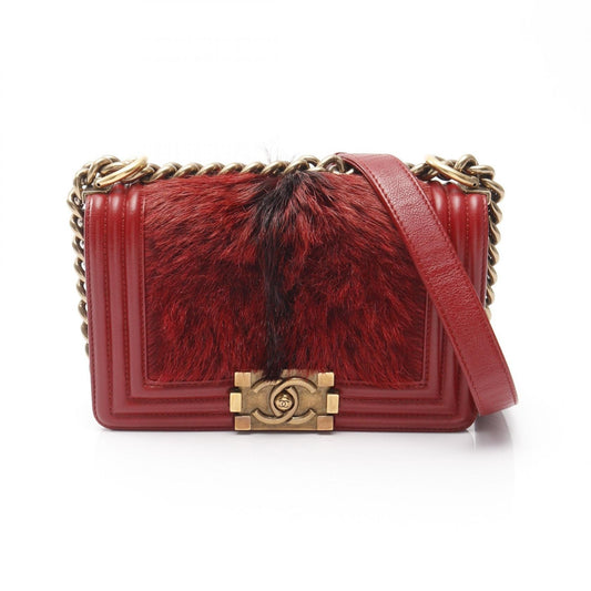 Chanel Boy Chanel Leather Fur Shoulder Bag