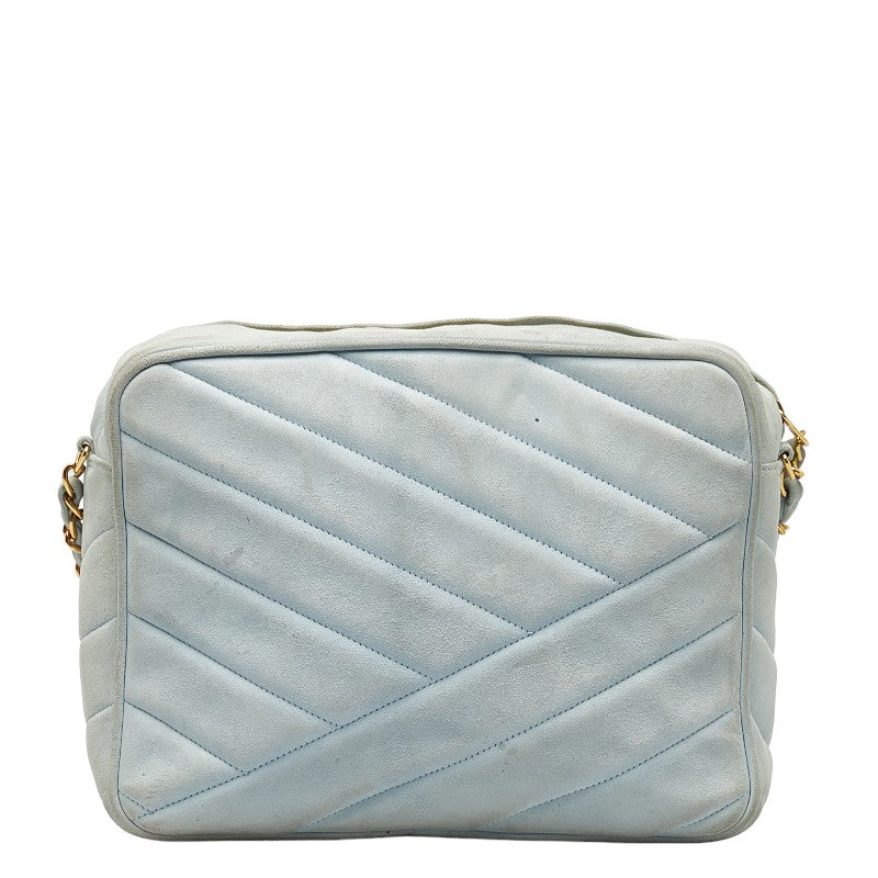 Chanel Bias Stick Coco Ball Chain Shoulder Bag Blue G Suede CHANEL
