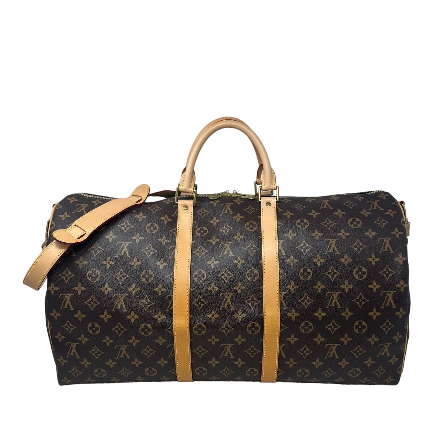 Keepall 55 Luxury Designer By Louis Vuitton In Monogram Canvas, Size: Large Crossbody