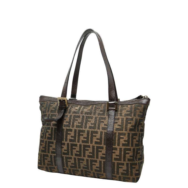 Fendi Zucca Canvas Leather Tote Bag