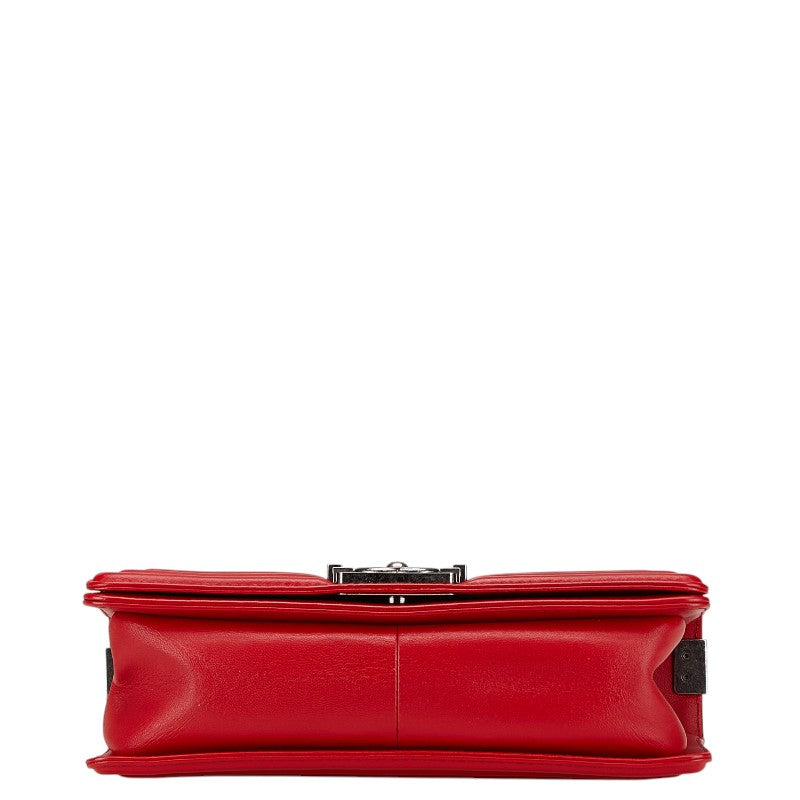 Chanel Boy 25 Red Lambskin Chain Shoulder Bag