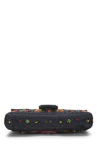 Fendi, Navy Denim Embellished Baguette, Navy