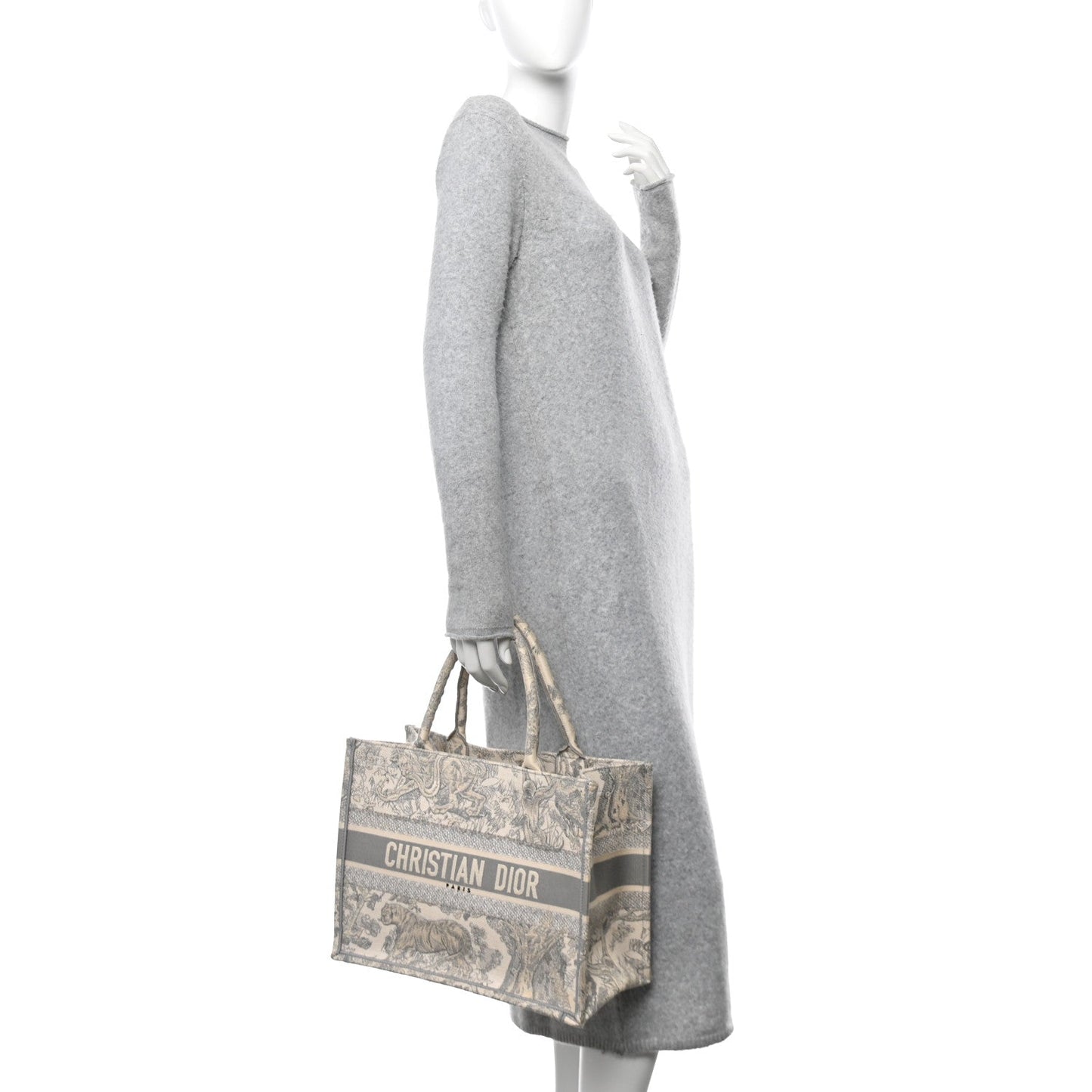 Christian Dior Canvas Embroidered Medium Dioriviera Toile De Jouy Book Tote Gray