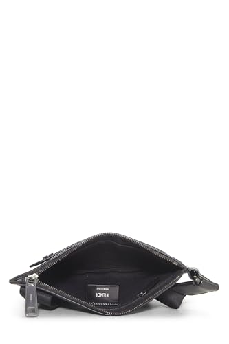 Fendi, Black Zucca Embossed Leather Messenger, Black