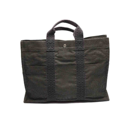 HERMES Tote Bag canvas gray MM Her Line