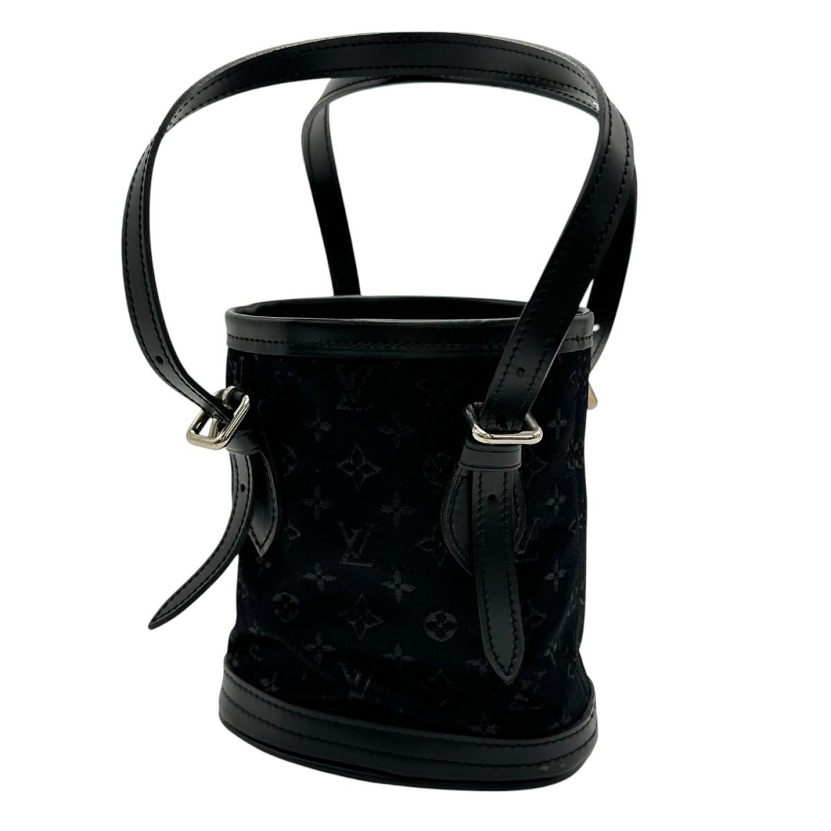 LOUIS VUITTON Handbag Monogram satin Noir Little Bucket Monogram Satin Noir Women