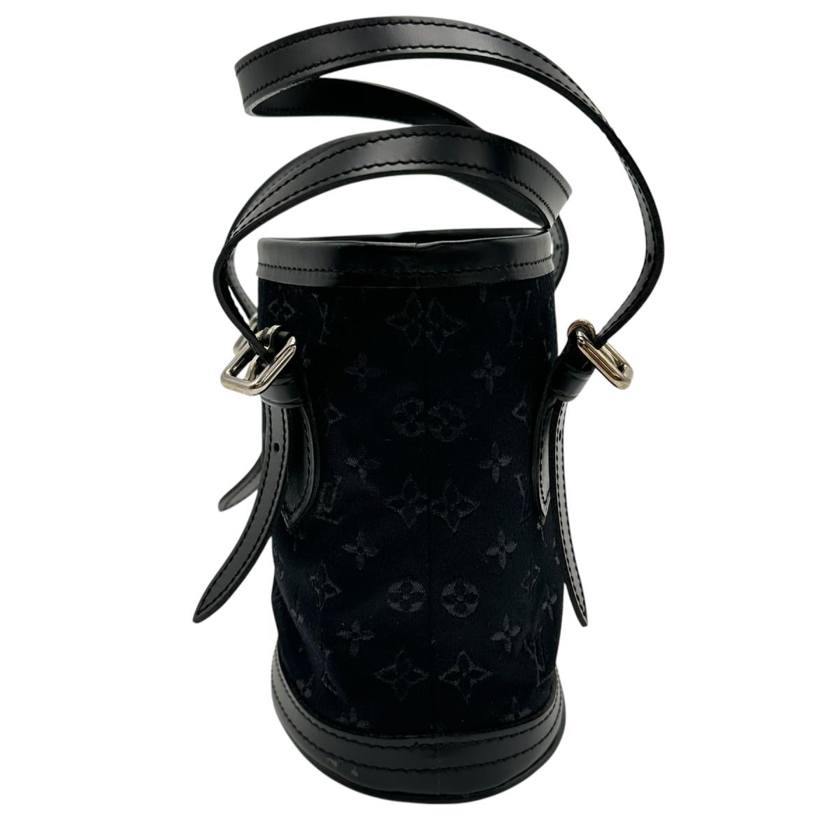 LOUIS VUITTON Handbag Monogram satin Noir Little Bucket Monogram Satin Noir Women