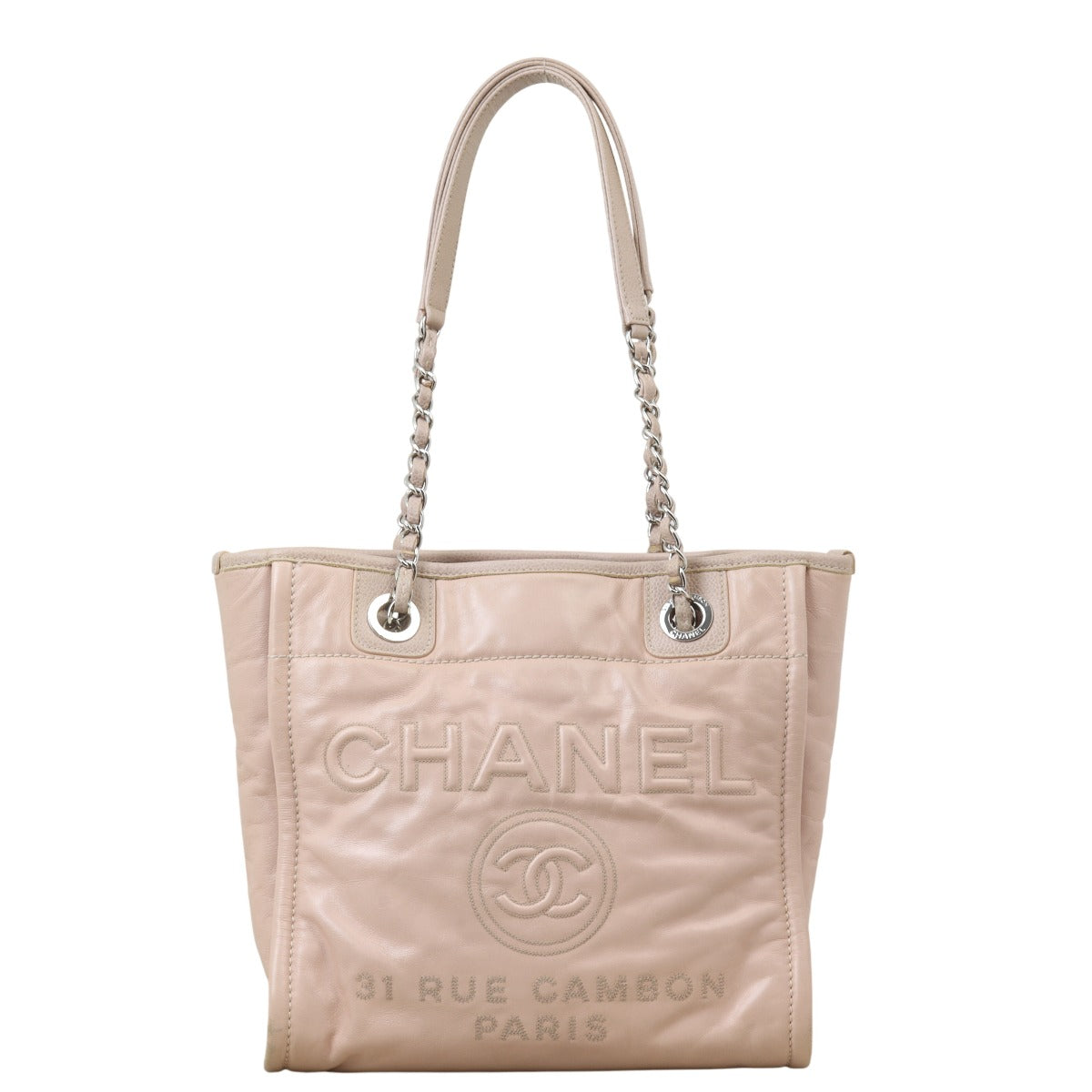 Chanel Deauville North South Tote Small Leather