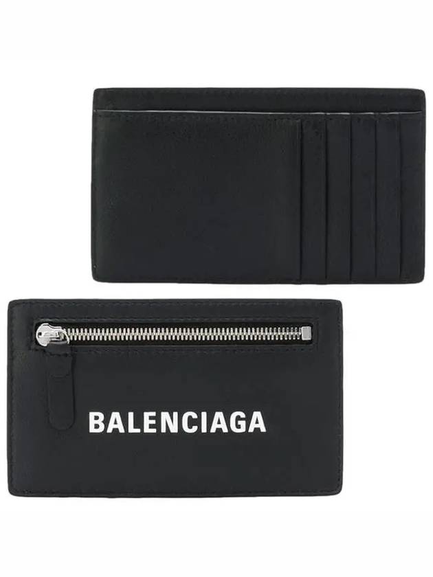 Luxury Balenciaga Trending 2026 Logo Leather Card Wallet Black