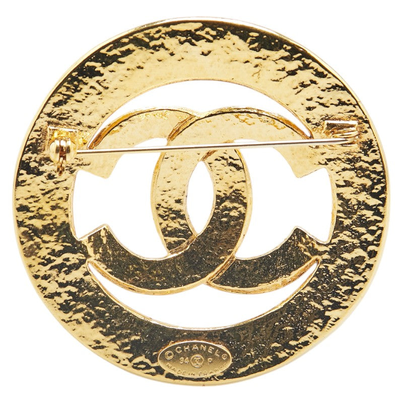 Chanel Gold Plated Coco Mark Round Circle Brooch 94P Classic Flap Tote