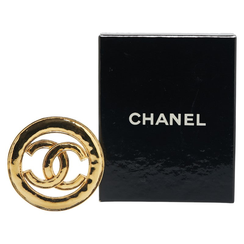 Chanel Gold Plated Coco Mark Round Circle Brooch 94P Classic Flap Tote