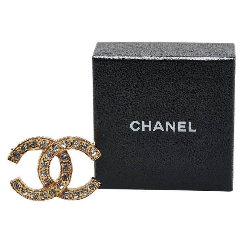 Chanel Gold Plated Coco Mark Rhinestone Brooch Classic Flap Tote