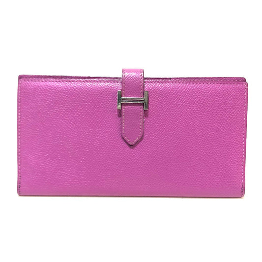 HERMES Long Wallet Purse Epsom SilverMetal Bean unisex(Unisex)