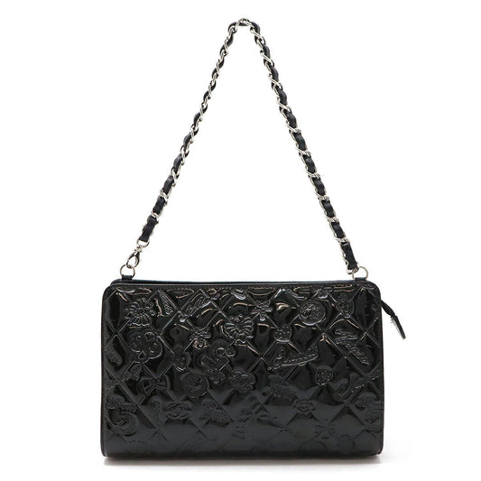 Chanel Enamel Icon Symbol Charm 2way Shoulder Handbag Classic Flap