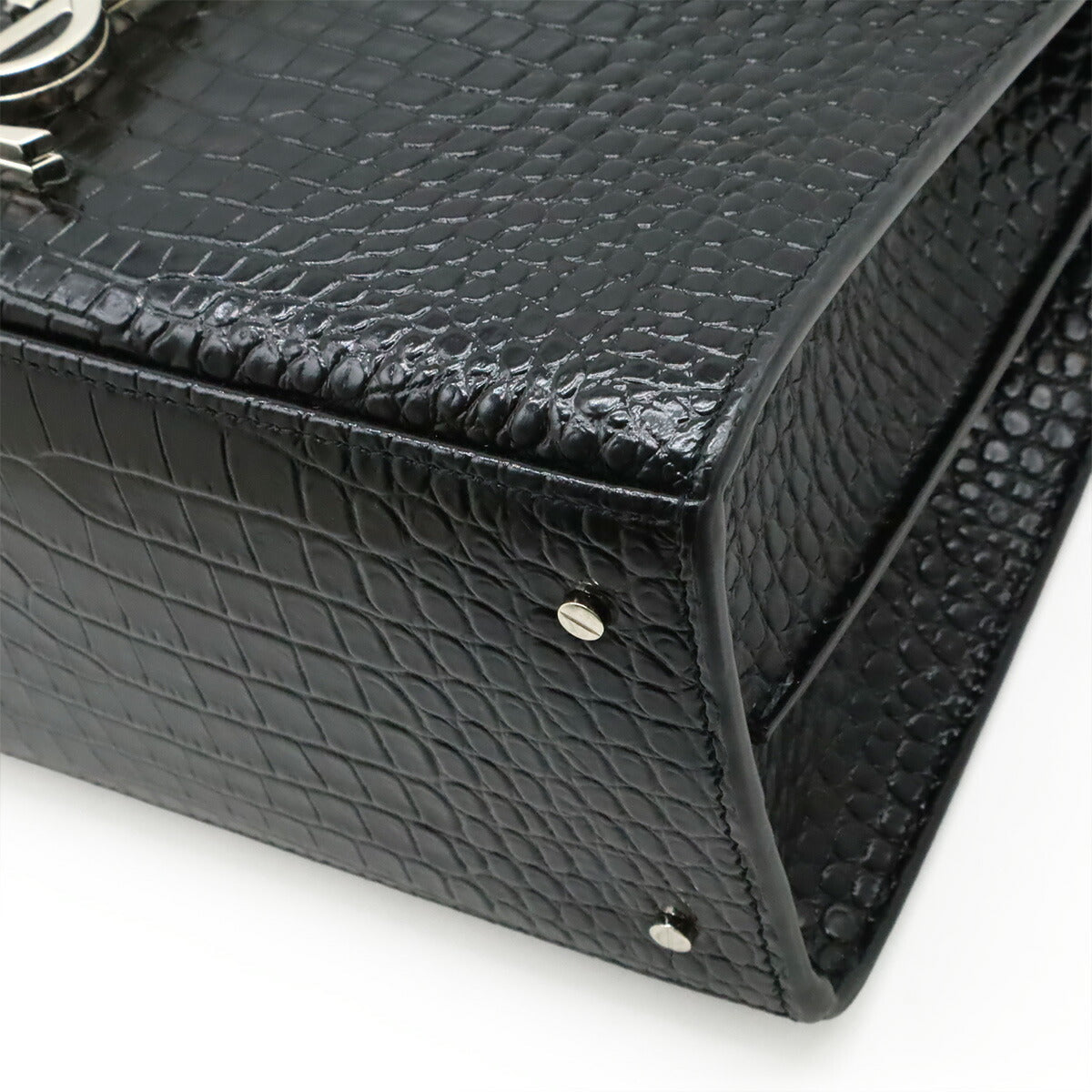 Saint Laurent Paris Cassandra Croc-Embossed Leather 2way Bag