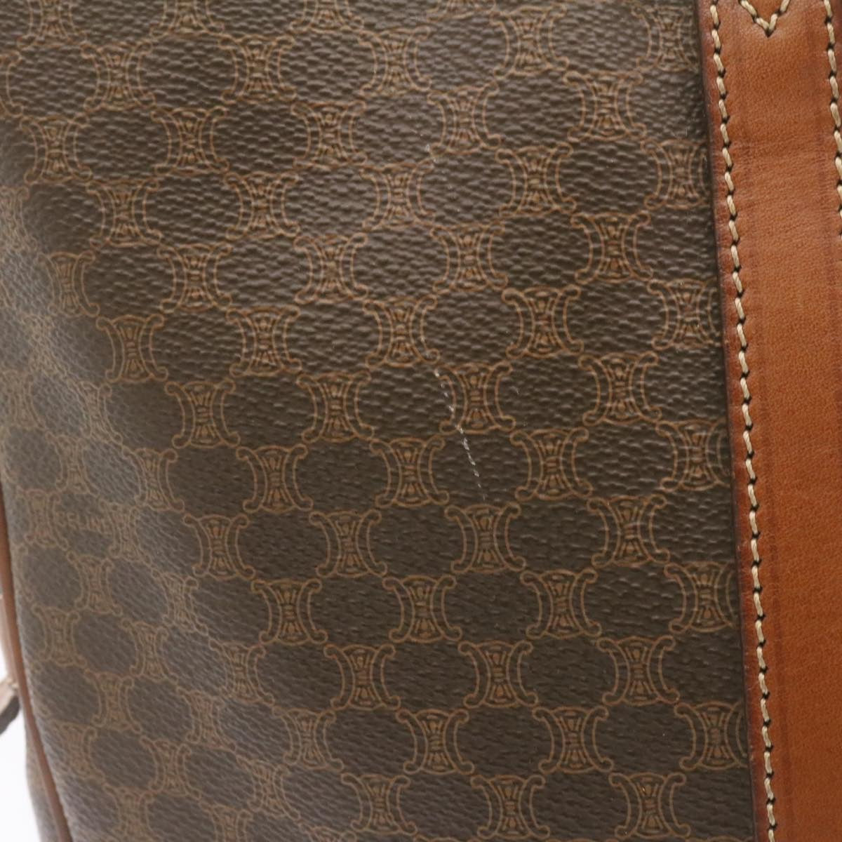 Luxury CELINE Macadam Canvas Hand Bag PVC Leather Brown 22577